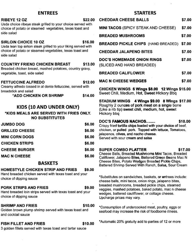 Doc's Stadium Menu image 3